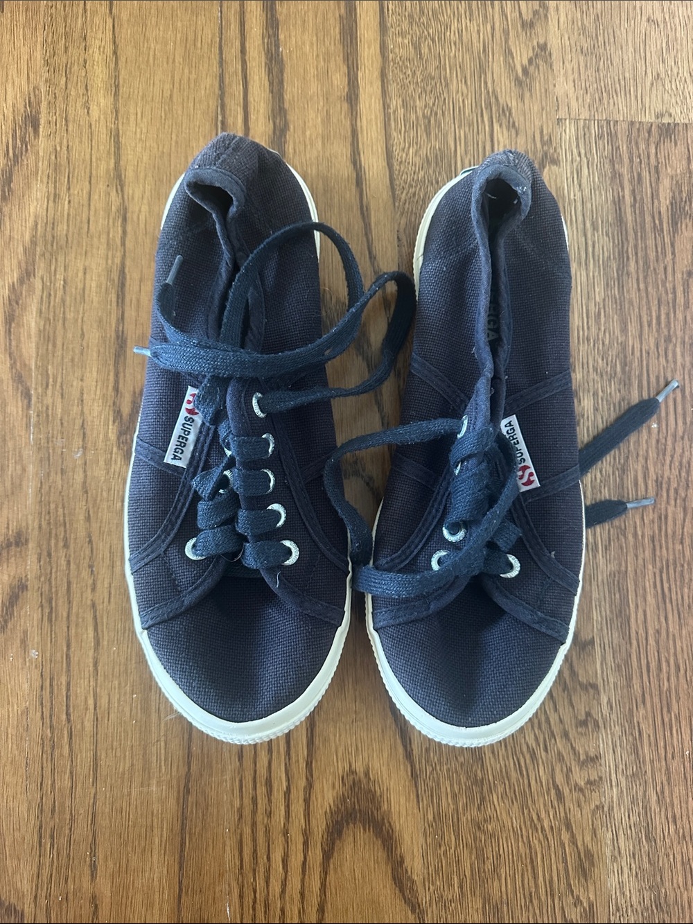 Superga Navy Canvas Lace-Up Sneakers 37.5